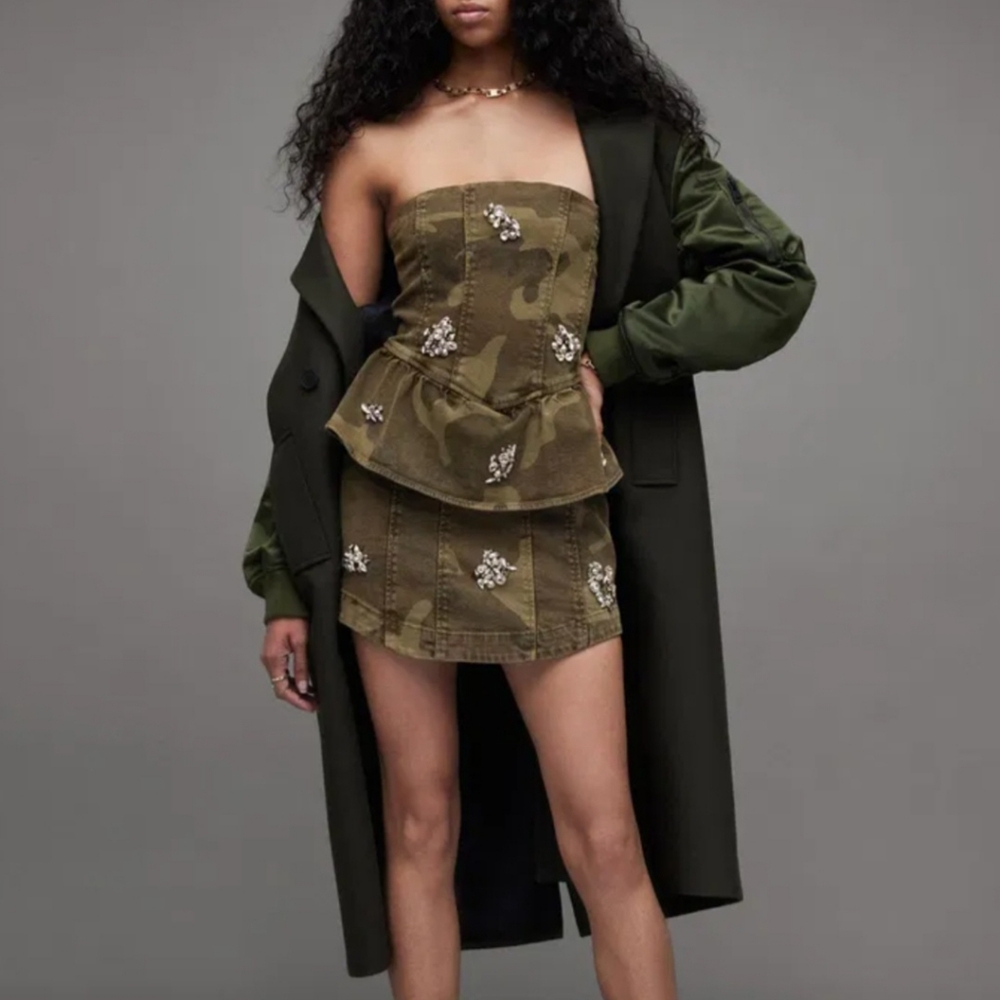 All Saints Camo Embellished Dress